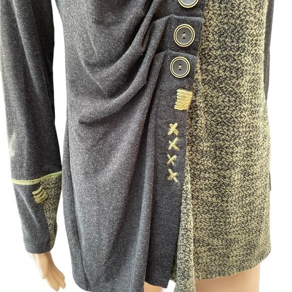 Dolceeeza long sleeve boho fit and flare tunic style v neck style stretch top - Picture 4 of 14